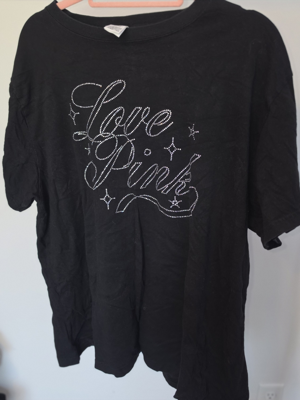 PINK Victoria's Secret Black Rhinestone 'Love Pink' Graphic Tee